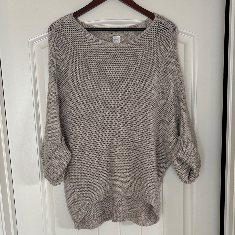 Berretti‎ Made In Italy Chunky Knit Wool Blend Beige Silver Sweater Women’s OS